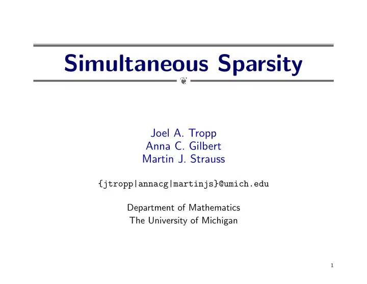 simultaneous sparsity
