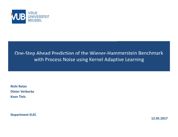 one step ahead prediction of the wiener hammerstein