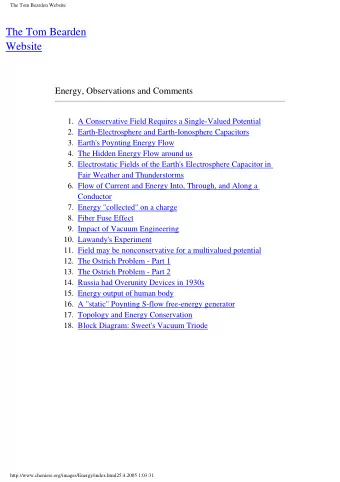 The Tom Bearden  Website Energy, Observations and Comments  1.  A Conservative Field Requires a