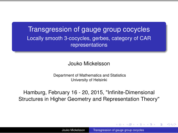 transgression of gauge group cocycles