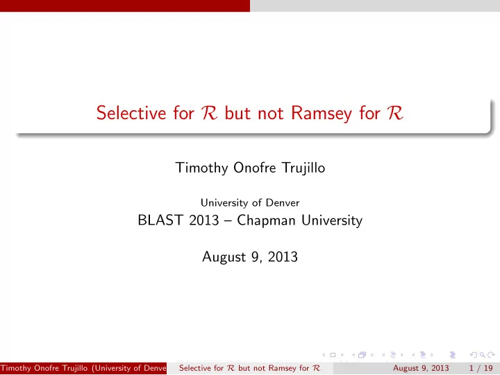 selective for r but not ramsey for r