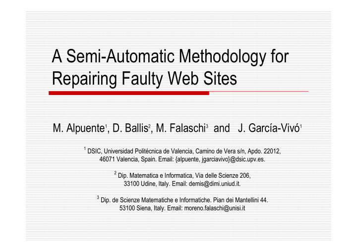 a semi automatic methodology for repairing faulty web