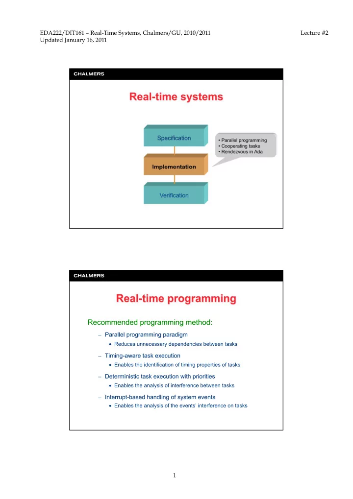 eda222 dit161 real time systems chalmers gu 2010 2011