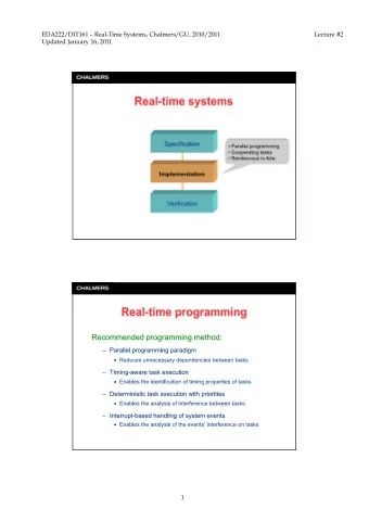 EDA222/DIT161  Real-Time Systems, Chalmers/GU, 2010/2011
