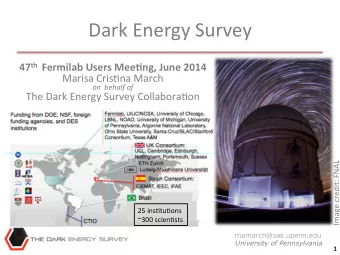 Dark  Energy  Survey   47 th   Fermilab  Users  Mee2ng,  June  2014