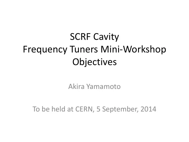 frequency tuners mini workshop