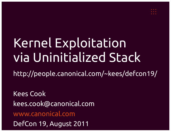 kernel exploitation via uninitialized stack