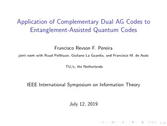 Application of Complementary Dual AG Codes to  Entanglement-Assisted Quantum Codes  Francisco