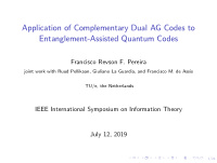 application of complementary dual ag codes to