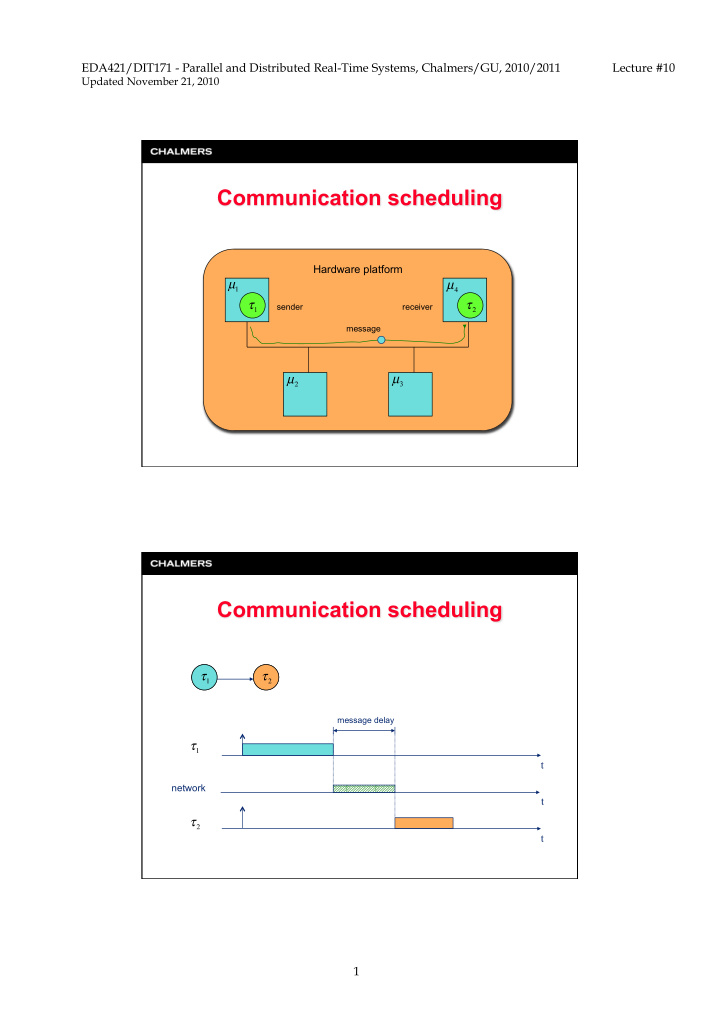 eda421 dit171 parallel and distributed real time systems