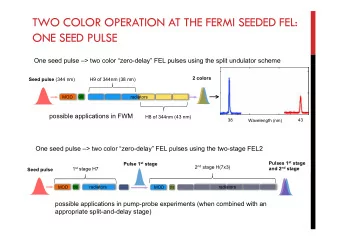 TWO COLOR OPERATION AT THE FERMI SEEDED FEL:  ONE SEED PULSE  One seed pulse &gt; two color