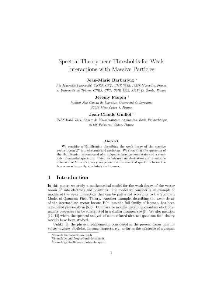 spectral theory near thresholds for weak interactions
