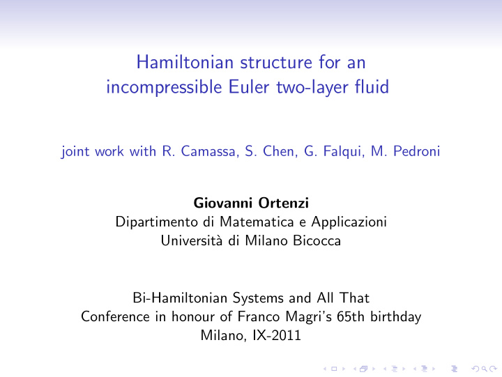 hamiltonian structure for an incompressible euler two