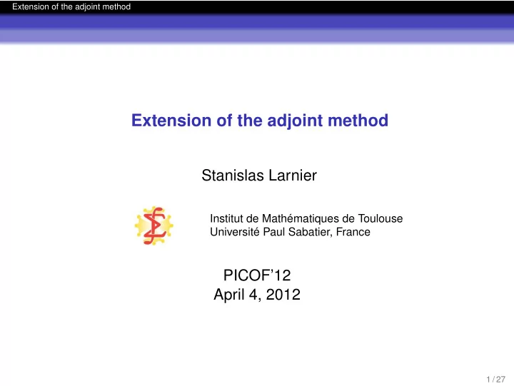 extension of the adjoint method