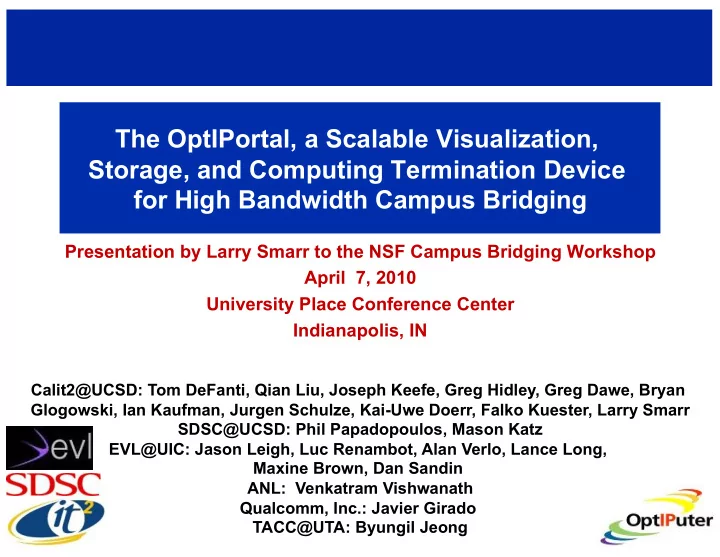 the optiportal a scalable visualization storage and