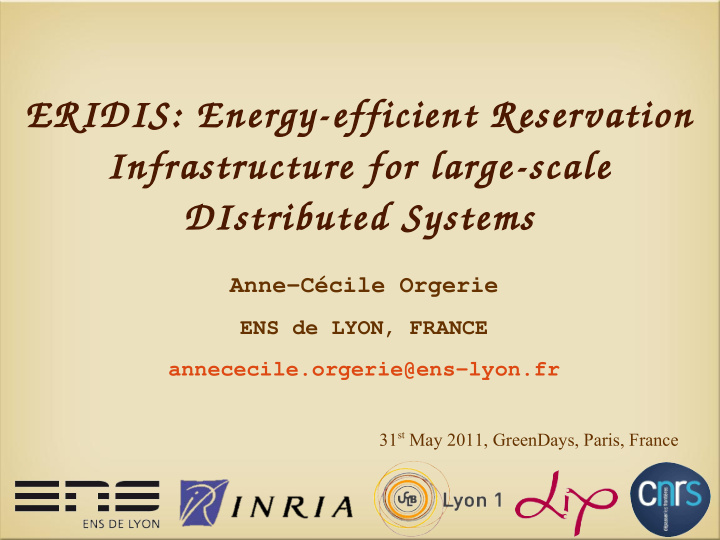 eridis energy efficient reservation infrastructure for