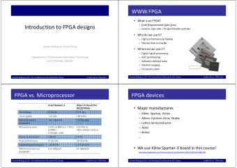 WWW.FPGA  What is an FPGA?  Field Programmable Gate Array Introduction to FPGA designs