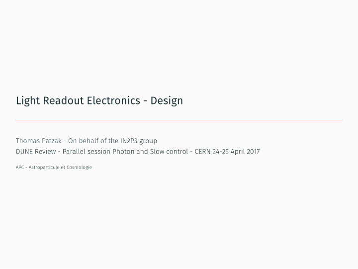 light readout electronics design