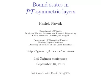 Bound states in PT -symmetric layers  Radek Nov  ak  Department of Physics  Faculty of Nuclear