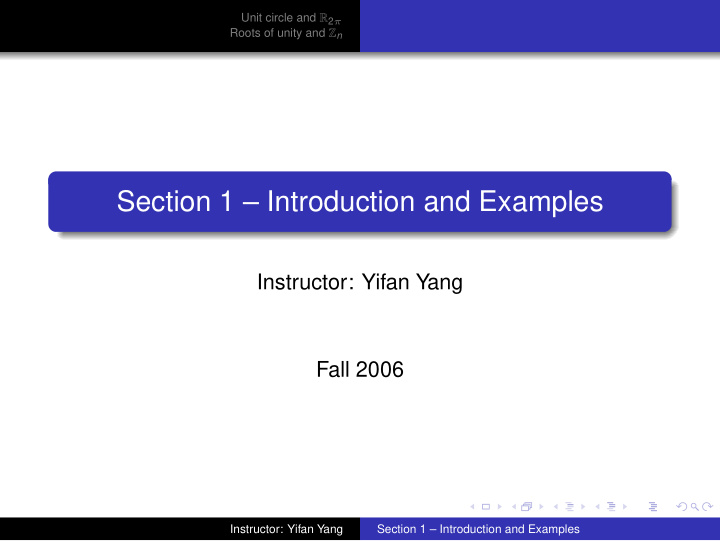 section 1 introduction and examples