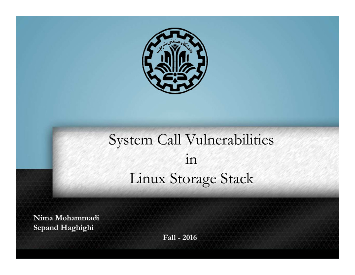 system call vulnerabilities in linux storage stack
