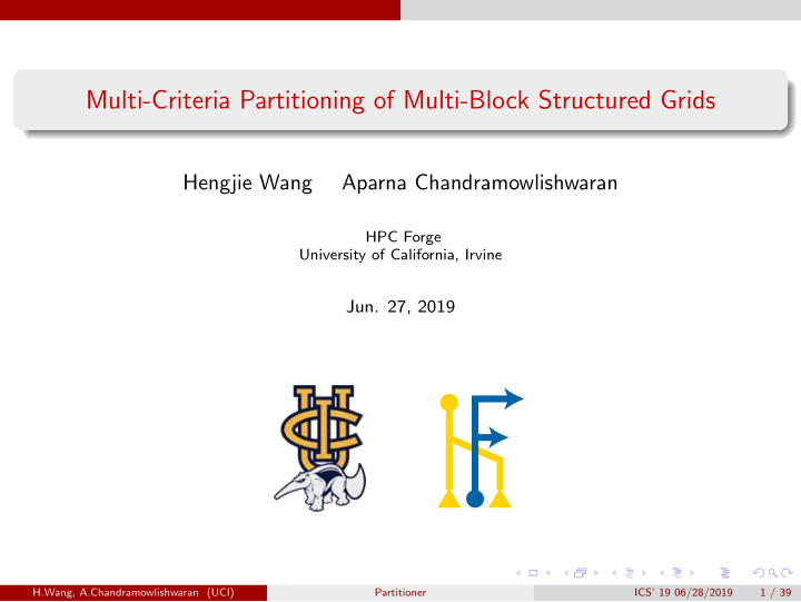 multi criteria partitioning of multi block structured
