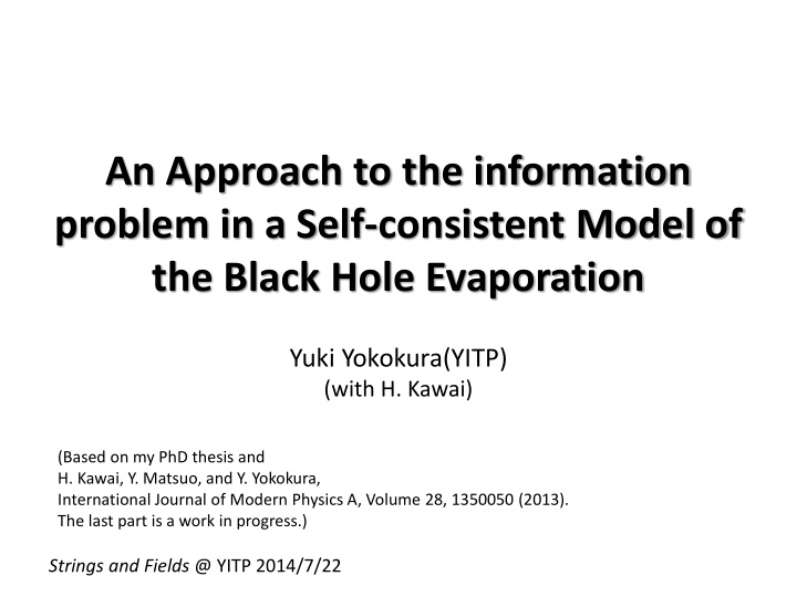 an approach to the information problem in a self