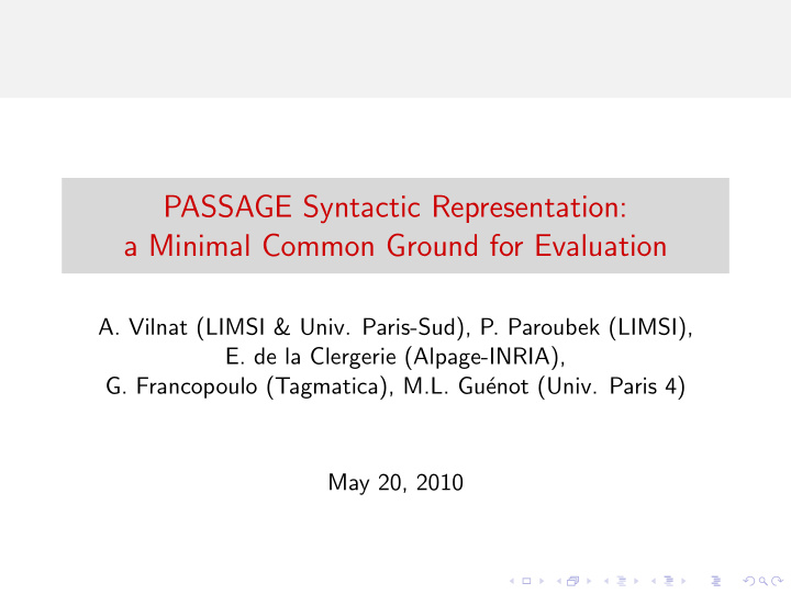 passage syntactic representation a minimal common ground