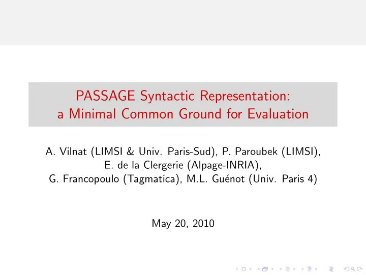 passage syntactic representation a minimal common ground