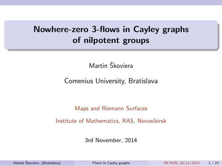 nowhere zero 3 flows in cayley graphs of nilpotent groups