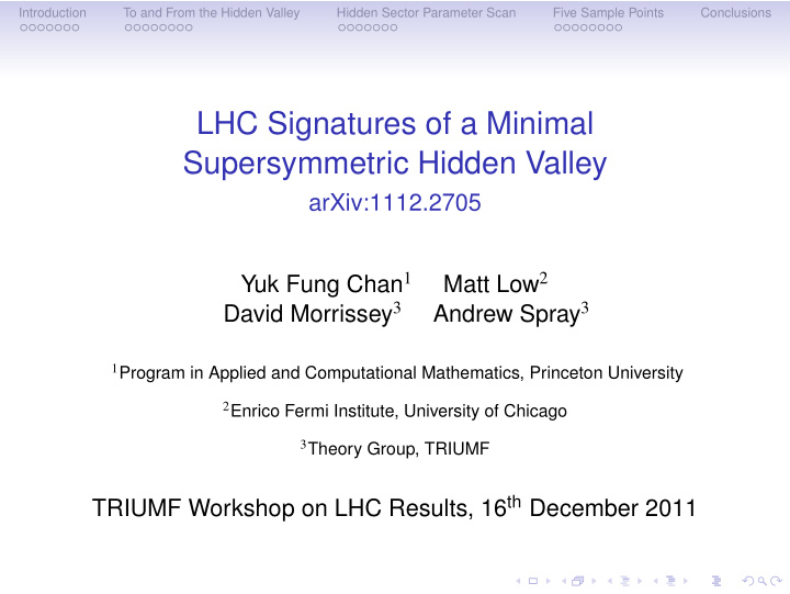 lhc signatures of a minimal supersymmetric hidden valley