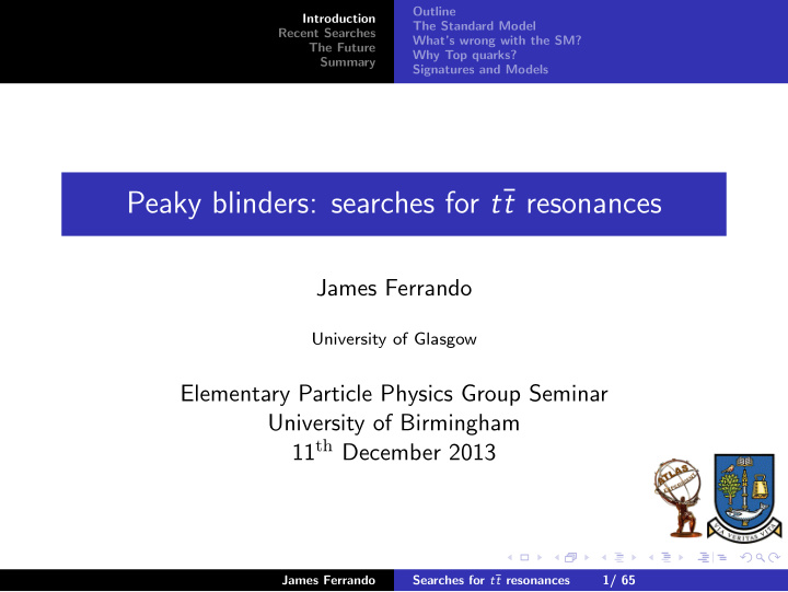 peaky blinders searches for t t resonances