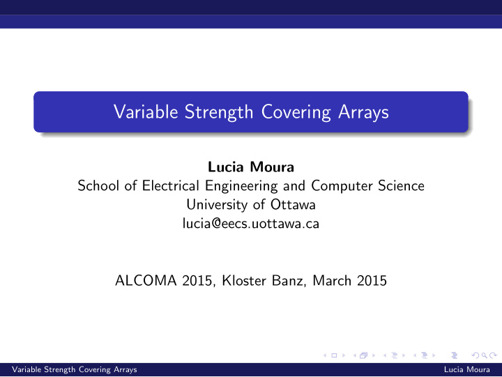variable strength covering arrays