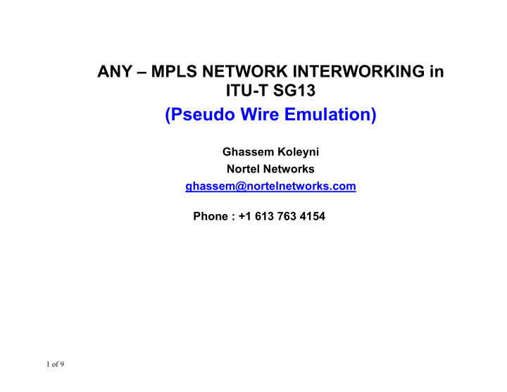 pseudo wire emulation