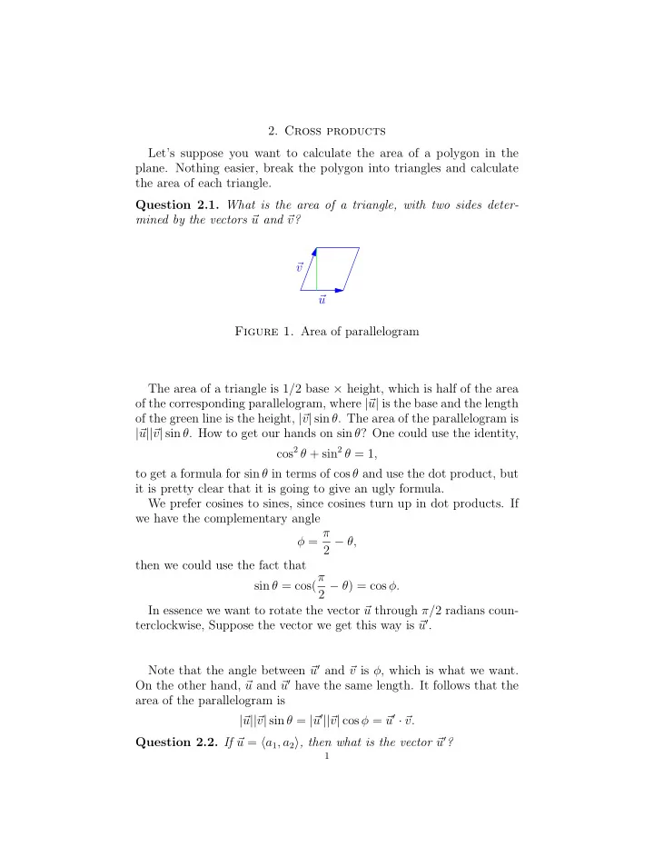 2 cross products let s suppose you want to calculate the