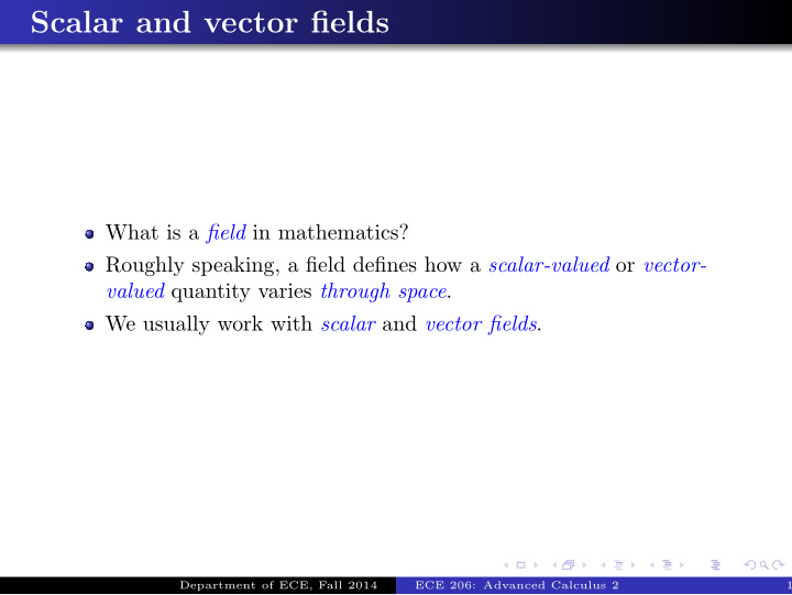 scalar and vector fields