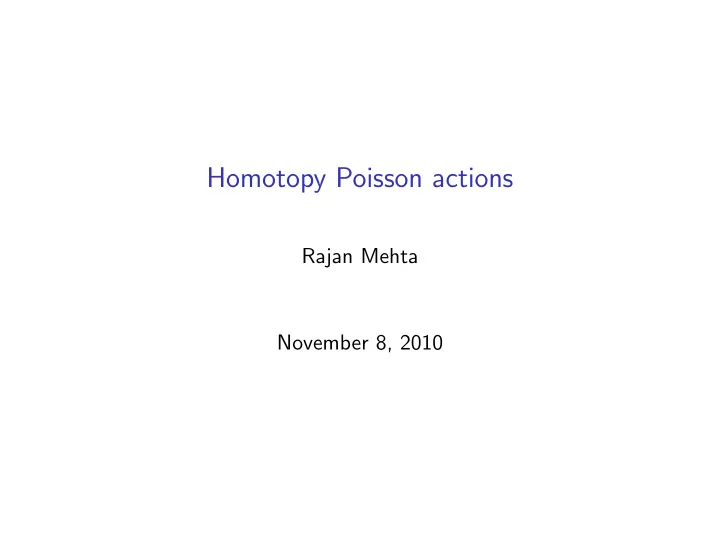 homotopy poisson actions
