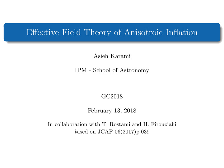 effective field theory of anisotroic inflation