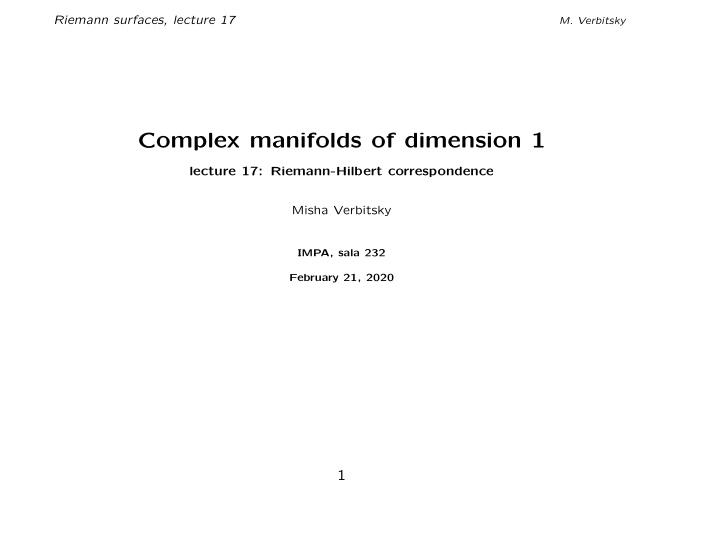 complex manifolds of dimension 1