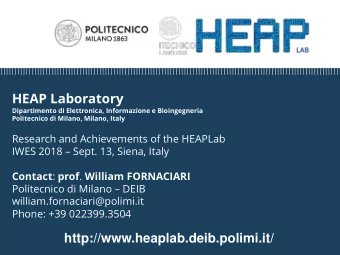 HEAP Laboratory  Dipartimento di Elettronica, Informazione e Bioingegneria  Politecnico di Milano,