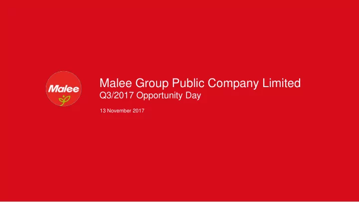 malee group public company limited