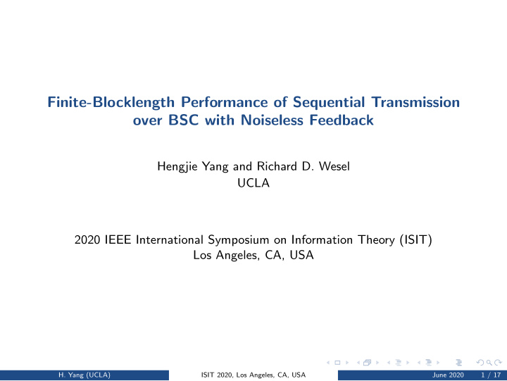finite blocklength performance of sequential transmission