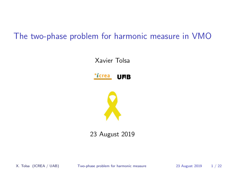 the two phase problem for harmonic measure in vmo