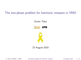 The two-phase problem for harmonic measure in VMO  Xavier Tolsa  23 August 2019  X. Tolsa (ICREA /