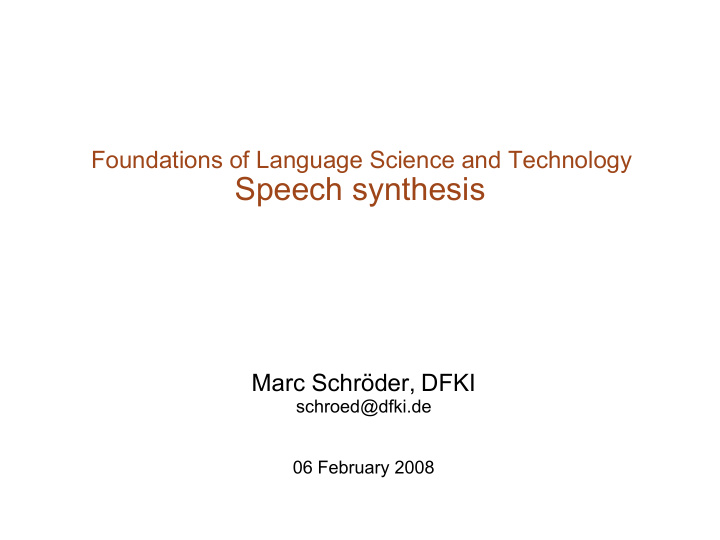 speech synthesis