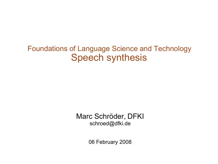 speech synthesis