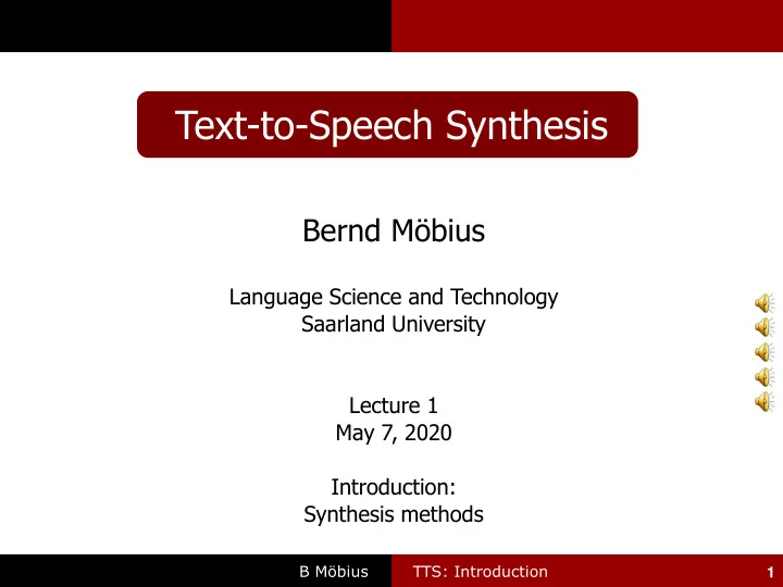 text to speech synthesis
