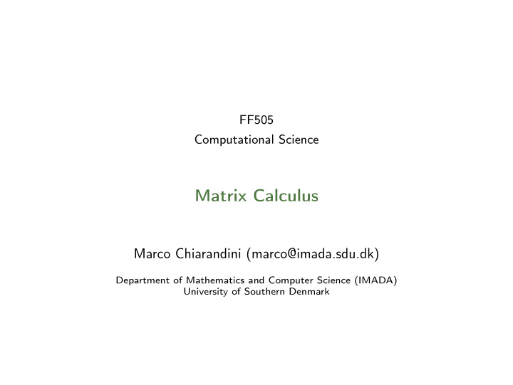 matrix calculus