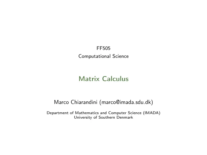 matrix calculus