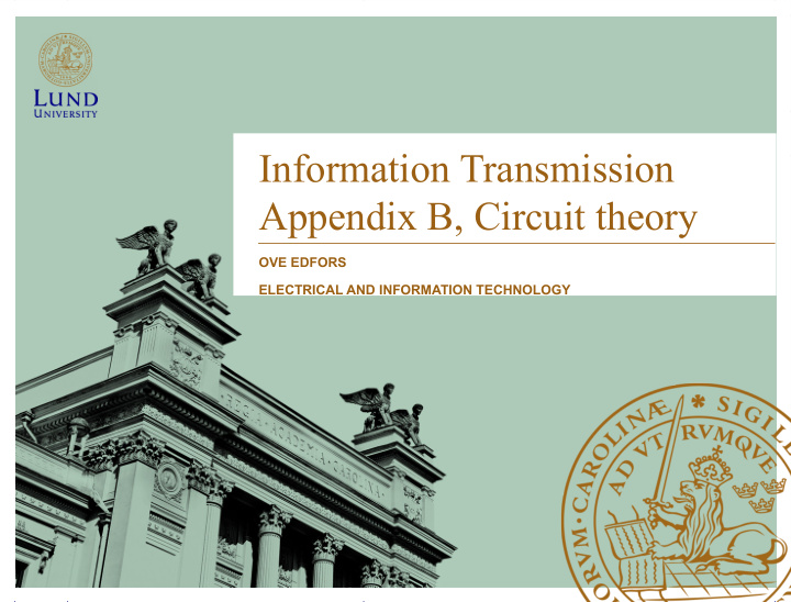 information transmission appendix b circuit theory